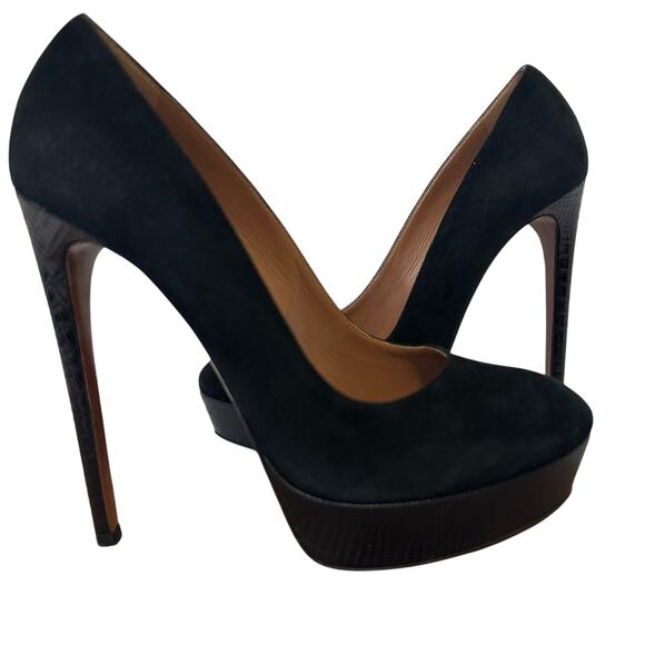Alaïa Suede Pumps Black size EU 38.5 Leather Stiletto Heel & Platform - Picture 1 of 9